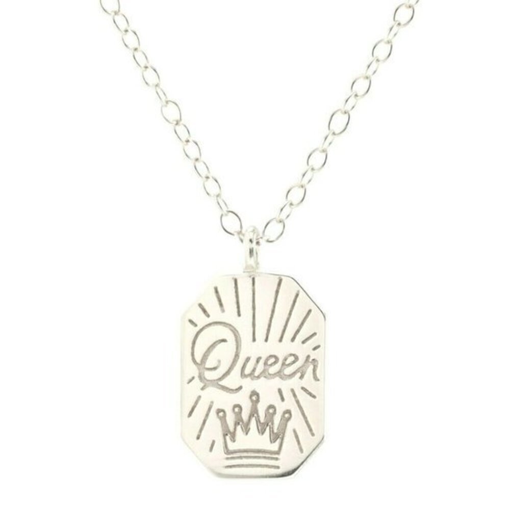 Kris Nations Silver Queen Dog Tag Necklace